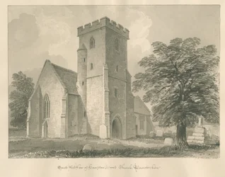 Worcestershire - Igreja de Hampton Lovett: desenho em sépia, 1833