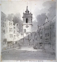 Igreja de St Giles sem Cripplegate de Fore Street, City of London, 1790.