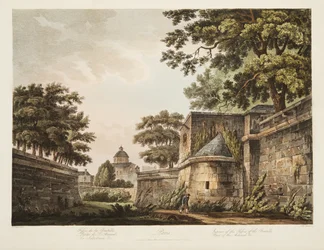 Interior dos Fosses da Bastilha, parte do arsenal, ilustração de Versalhes, Paris e Saint Denis, bar. 1809 (aquatinta)