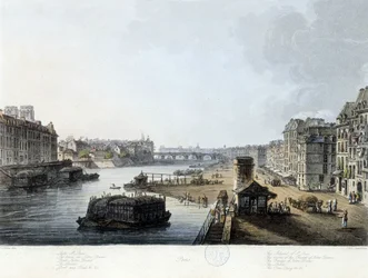 Paris, a ponte Notre-Dame - desenho de J.C. Esteiras, c.1810