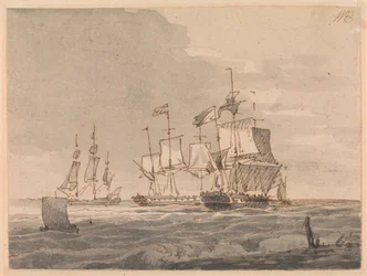Homens de guerra ao largo da costa