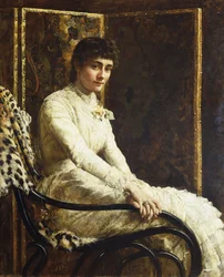 Retrato da mulher do artista, Marian Huxley, no seu vestido de noiva, 1880