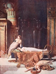 A morte de Cleópatra, ilustração de «Hutchinsons History of the Nations», c. 1910