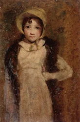 Uma menina, pensada para ser a filha dos artistas (óleo sobre papel colocado a bordo)
