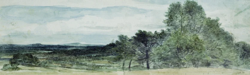 Uma vista em Hursley, Hampshire, 1804 (giz preto e aquarela)