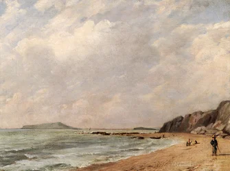Vista da Baía de Osmington, Dorset, em direção à Ilha de Portland