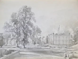 Coleorton Hall, Leicestershire, casa de Sir George Beaumont (caneta e lavagem)