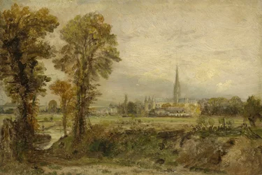 Vista distante da Catedral de Salisbury, 1821