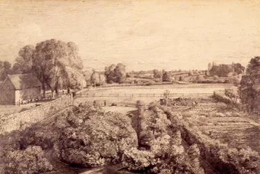 Bergholt do leste - vista sobre o jardim da cozinha da casa de Golding Constable