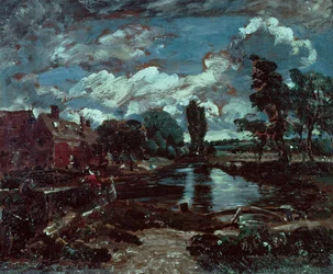 Flatford Mill de um bloqueio no Stour, c.1811
