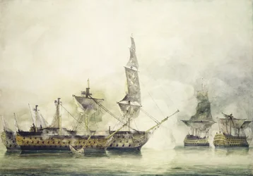 HMS Victory na Batalha de Trafalgar, 1805,