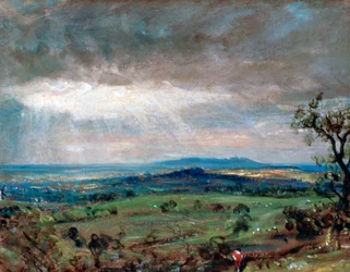 Hampstead Heath com grade na distância, c1821