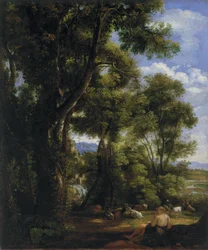 Paisagem com pastor e cabras