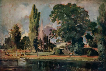 Catedral de Salisbury e Leadenhall do rio Avon, 1820
