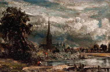 Catedral de Salisbury de Long Bridge perto de Fisherton Mill
