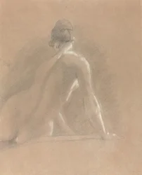 Estudo de um nu feminino, visto por trás (giz sobre papel)