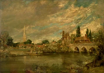 A Ponte de Harnham e a Catedral de Salisbury, cerca de 1820