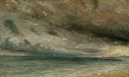 A costa em Brighton - noite tempestuosa, c.1828 (óleo sobre papel colocado sobre tela)