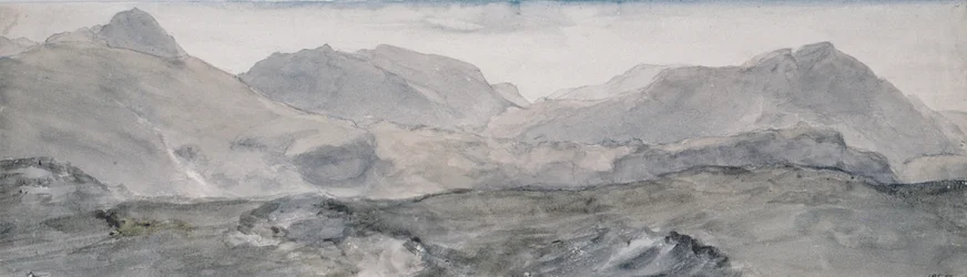 Vista do topo do penhasco de Honister (aquarela)