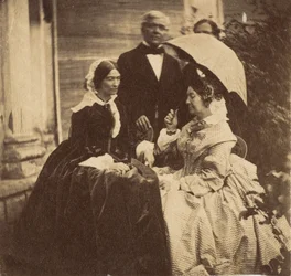 [Condessa Canning com convidados, Casa do Governo, Allahabad], 1858.