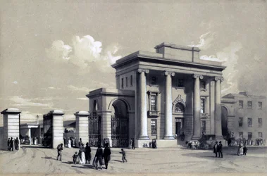Entrada para a estação de Birmingham, em setembro de 1838 (caneta e tinta e lavagem em papel)
