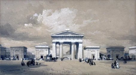 Euston Arch, abril de 1838 (caneta e tinta e lavar no papel)