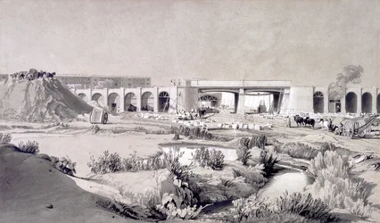 Ponte da estrada de Hampstead, 5 de outubro de 1836 (pena & tinta e lavagem no papel)