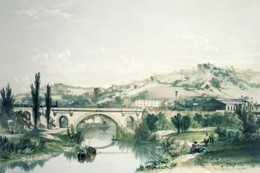 Ponte e Estação de St. James, Bath (cor litho)