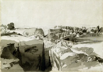 Vista do topo do túnel, Linslade, Buckinghamshire, 12 de outubro de 1837 (caneta e tinta e lavar no papel)
