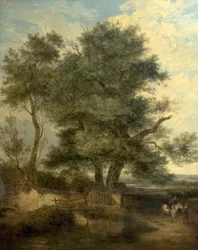 Trees by a Brook (The Willow Tree, a Horseman and a Woman on a Road), c.1818 (óleo sobre tela)