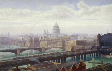 Cannon Street Railway Bridge e Southwark Bridge, Londres, 1892