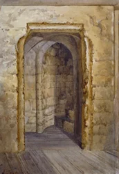 Interior da Torre Sangrenta na Torre de Londres, 1884.                                           