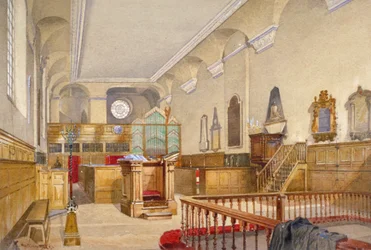 Vista interior da Igreja de São Miguel, Wood Street, Cidade de Londres, 1888