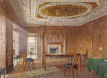 Vista interior do Oak Room, New River Head, Finsbury, Londres, 1886