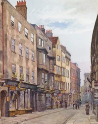 Londres perdida: Holywell Street, vista oeste (litografia a cores)