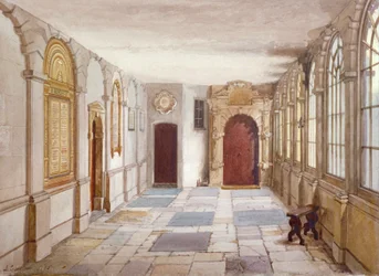 Passagem que leva à capela, Charterhouse, Londres, 1885.