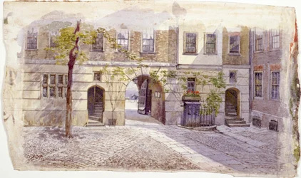 Vista da entrada do Staple Inn, Londres, 1882