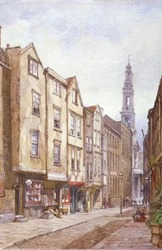 Vista de Drury Court, olhando para St Mary le Strand, Westminster, Londres, 1882