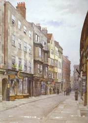 Vista da Hollywell Street olhando para o oeste, Westminster, Londres, 1882
