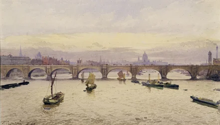 Vista da Ponte de Waterloo da Ponte Hungerford, 1888