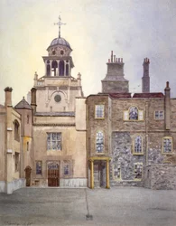 Vista do lado norte da Chapel Tower, Charterhouse, Londres, 1885.     