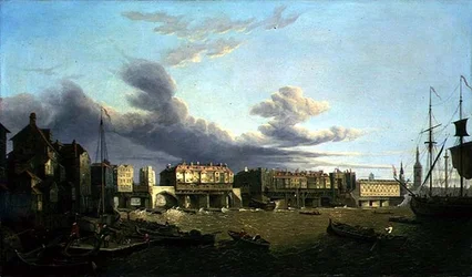 Vista da Old London Bridge como era em 1747 (óleo sobre tela)