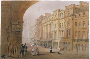 Vista da Rua Grey, Newcastle upon Tyne (bc, tinta e wc no papel)