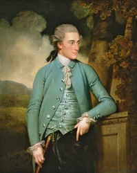 Um retrato de John Mortlock de Cambridge e Abington Hall, Great Abington, Cambridgeshire, 1779 (ver 197912 para par)