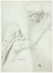 Homem e rapaz barbudo (de Bas-Relief)