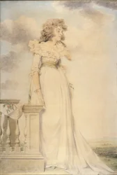Retrato de Georgiana, Duquesa de Devonshire (aguarela e lápis sobre papel)