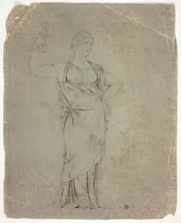 Estátua Antiga de Figura Feminina em Pé