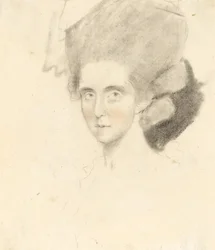 A Condessa de Strathmore, 1781 (lápis com giz preto e vermelho sobre papel)