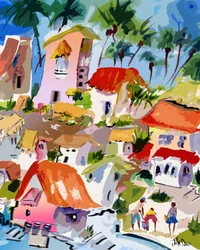 Cidade costeira animada