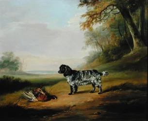 Paisagem com um cão (óleo sobre tela)